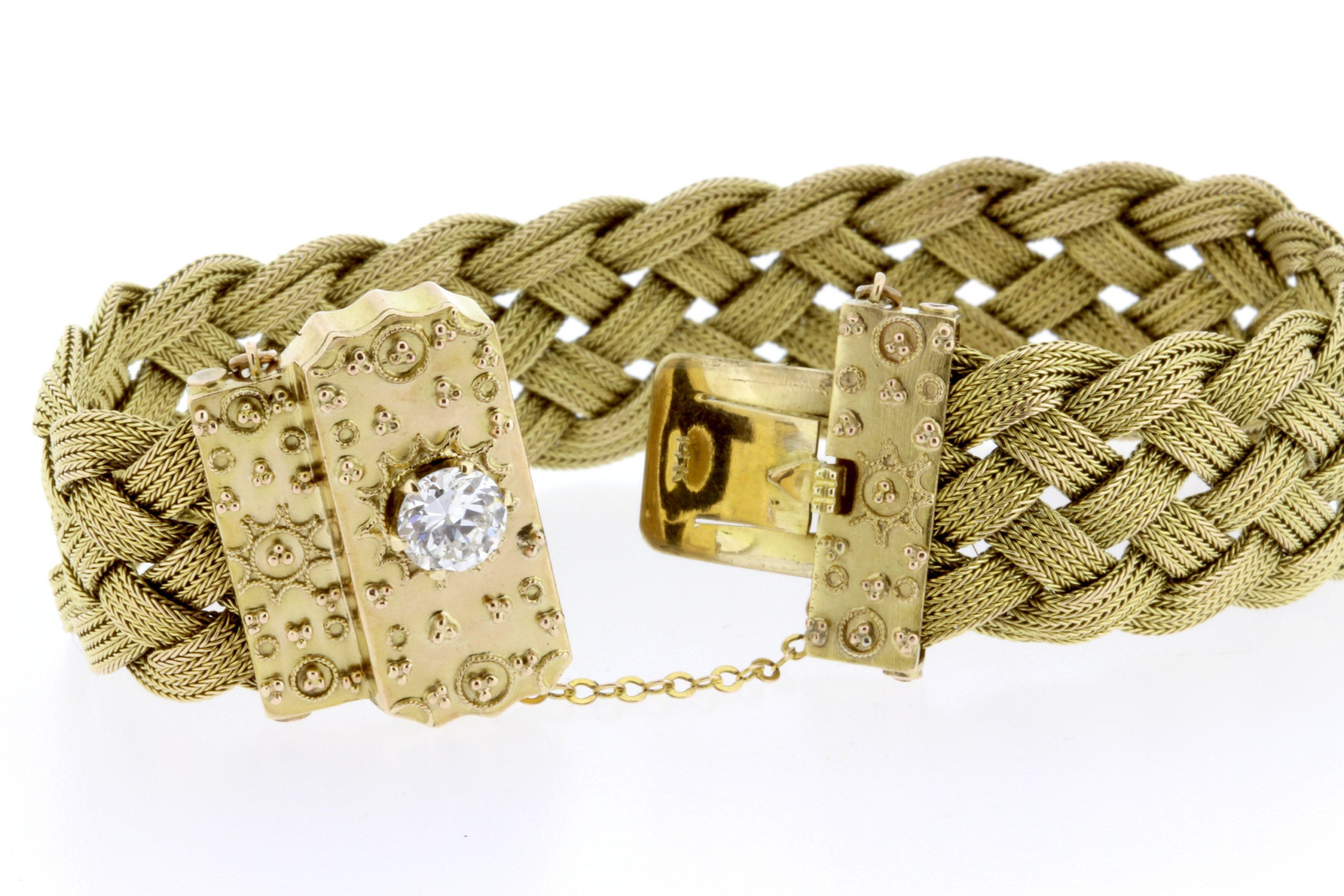 9ct Gold Wide Woven Mesh Bracelet - kingsestate