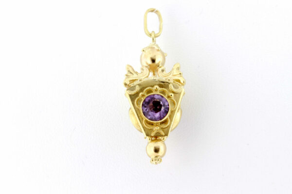 Timekeepersclayton 14K Yellow Gold and Amethyst Pendant Handmade with Granulation Vintage