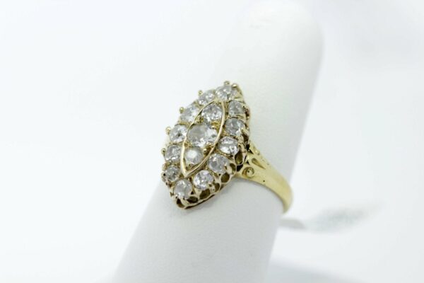 Timekeepersclayton 14K Yellow Gold and Diamond Ring, Almond Shaped