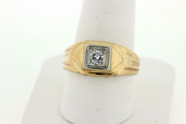 Timekeepersclayton 14K Yellow and White Gold Wide Band with .16ct white diamond