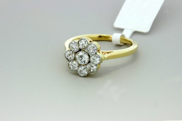 Timekeepersclayton 14K Yellow and White Two Tone Gold Ring with Diamond Halo and Diamond Center 1910-1915