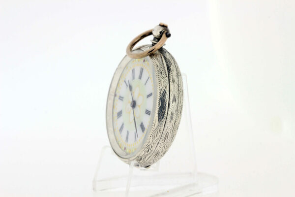 Timekeepersclayton 1800s Silver Pocket watch with Ornate Dial