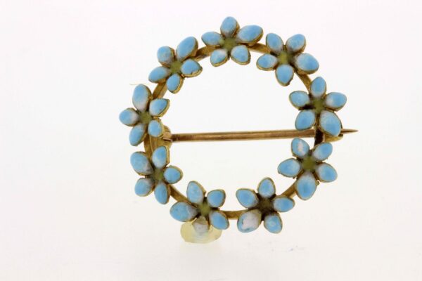 Timekeepersclayton 1890-1910 Blue Enamel Flower Pin/Brooch
