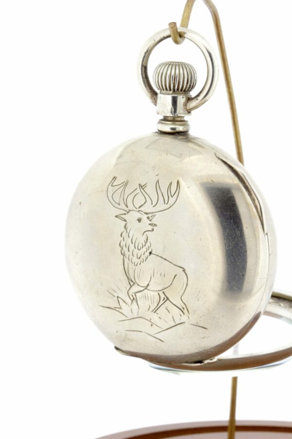 Timekeepersclayton 1892 Silverine Case American Waltham Watch Company Size 18 Engraved Stag Large Deer