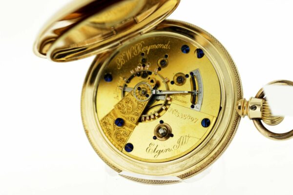 Timekeepersclayton 18K Gold Elgin Key Stem Engraved Pocket Watch 1873