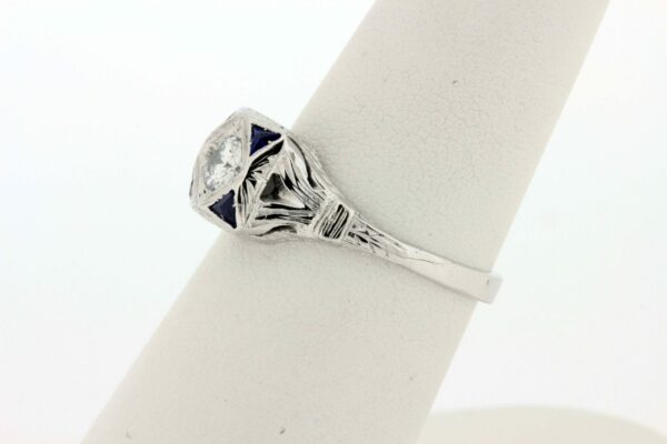 Timekeepersclayton 18K White Gold Diamond Ring with Blue Accents