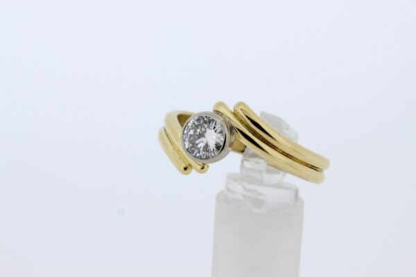 Timekeepersclayton 18K Yellow Gold Bypass Ring with Half Carat White Diamond