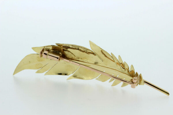 Timekeepersclayton 18K Yellow Gold Florentine Finish Feather Brooch
