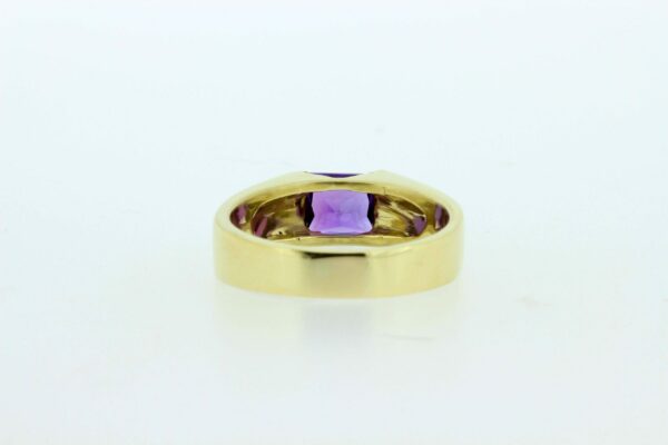 Timekeepersclayton 18K Yellow Gold Ring Purple Amethyst Princess Cut with Diamond Accents