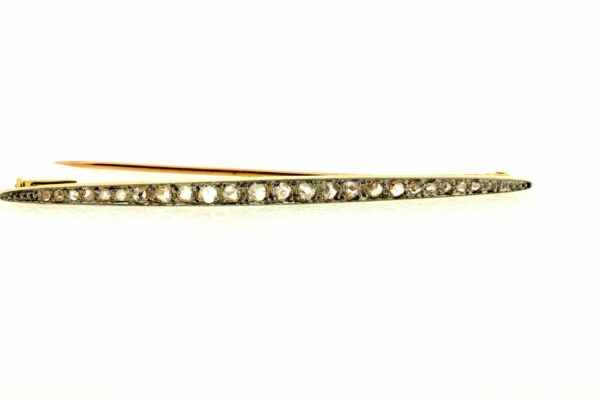 Timekeepersclayton 18K Yellow Gold Vintage Brooch with Old Mine Cut French Cut Diamonds Pin