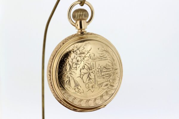 Timekeepersclayton 1901 14K Yellow Gold Hamilton Pocket Watch 17 Jeweled Movement Lever Set Vintage Timepiece