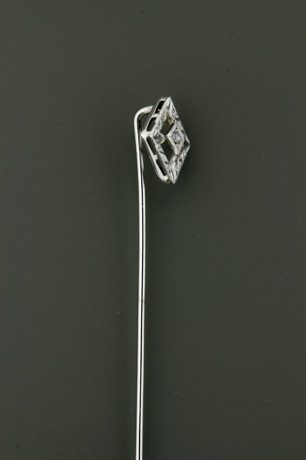 Timekeepersclayton 1920s vintage Stick Pin 14K White Gold with CZ Center