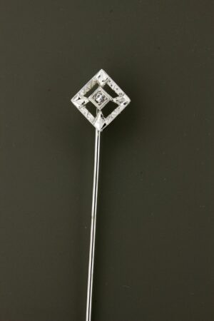 Timekeepersclayton 1920s vintage Stick Pin 14K White Gold with CZ Center