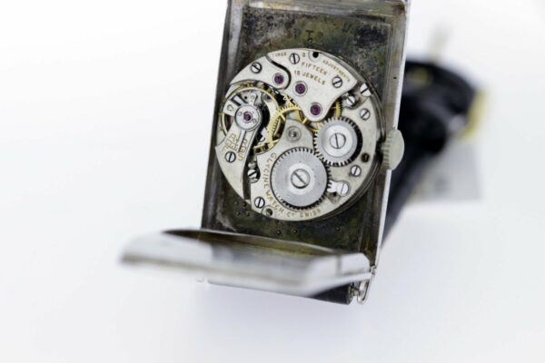 Timekeepersclayton 1930s Glycine 18K Gold Rectangular Wrist Watch 15 Jewel Swiss Movement