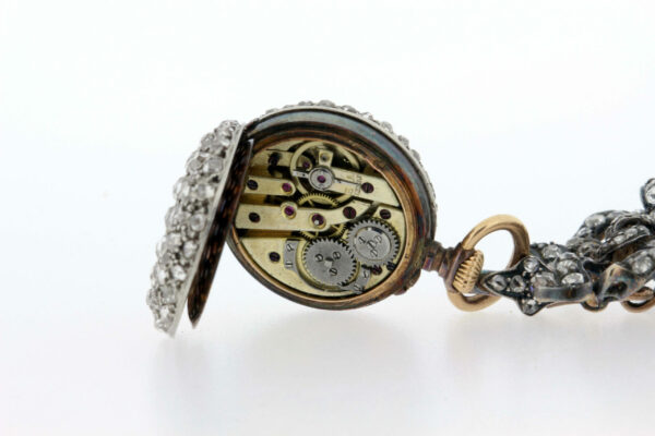 Timekeepersclayton Aggasiz Brooch French Pocket Watch With Diamonds