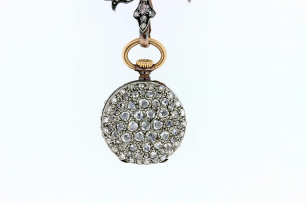 Timekeepersclayton Aggasiz Brooch French Pocket Watch With Diamonds