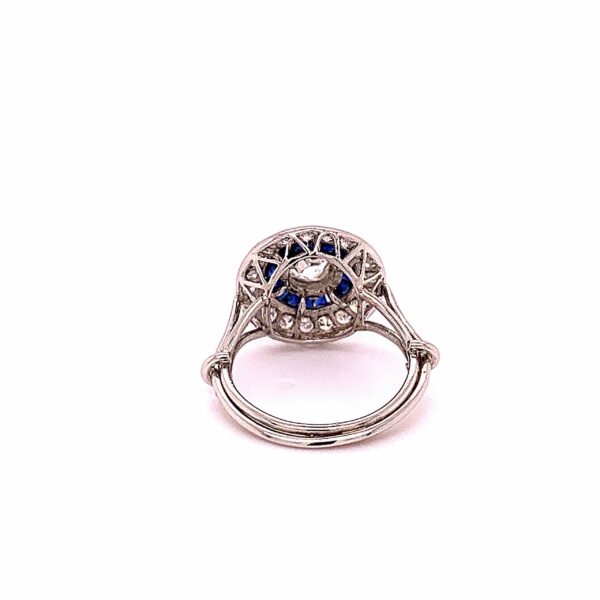 Timekeepersclayton Breathe-taking Vintage Platinum Ring Old Euro Cut Diamond Ring with Blue Sapphire Accents and Single Cut Diamonds Engagement Wedding Ring