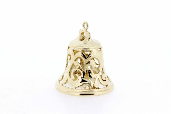 Timekeepersclayton Charming Floral Detailed 14K Yellow Gold Bell with Cluster Pearl Striker