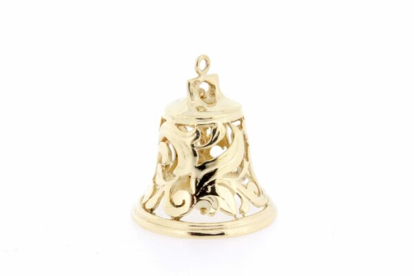 Timekeepersclayton Charming Floral Detailed 14K Yellow Gold Bell with Cluster Pearl Striker