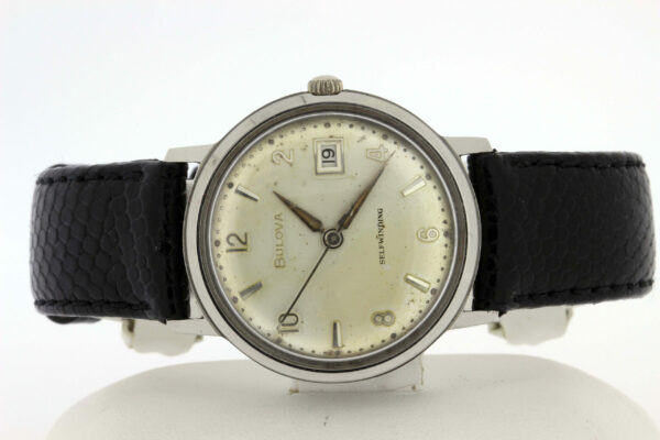 Timekeepersclayton Classic Bulova Wrist Watch Date Dial Selfwinding Stainless Steel Case