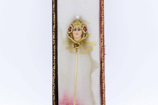 Timekeepersclayton Crowned Princess Stick Pin with Enamel and Pearl