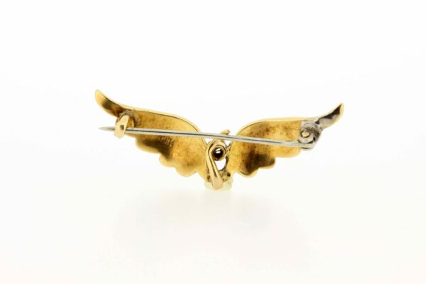 Timekeepersclayton Diamond and Pearl Angel Wing Pin 14K Yellow Gold