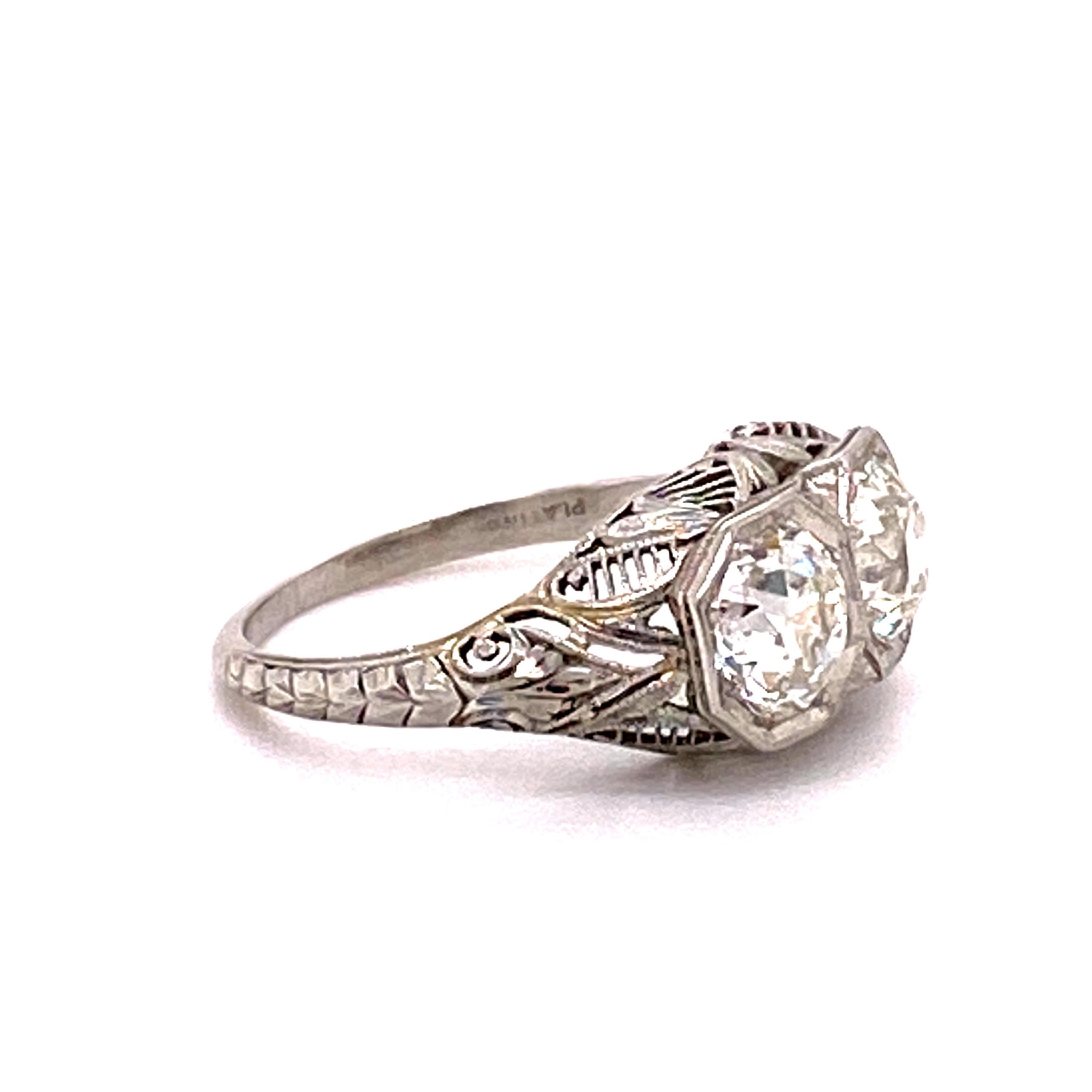 Antique Filigree Engagement Ring - .16ct Old European Cut Diamond Ring