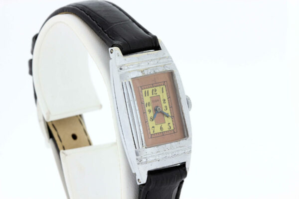 Timekeepersclayton Elgin Wrist watch With Geometric Engraved Case