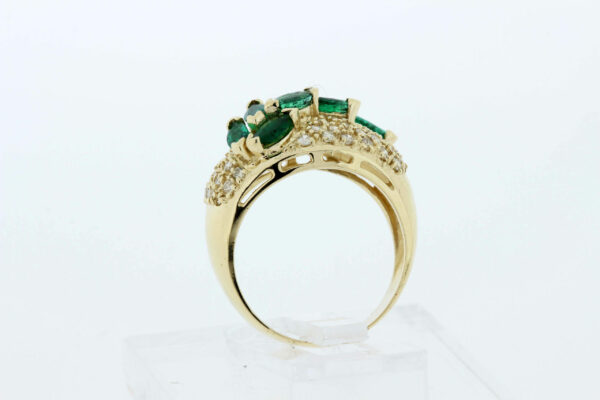 Timekeepersclayton Emerald and Diamond Cluster 14K Yellow Gold Ring