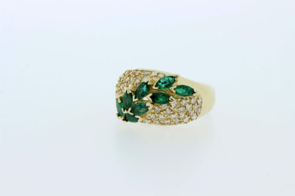 Timekeepersclayton Emerald and Diamond Cluster 14K Yellow Gold Ring
