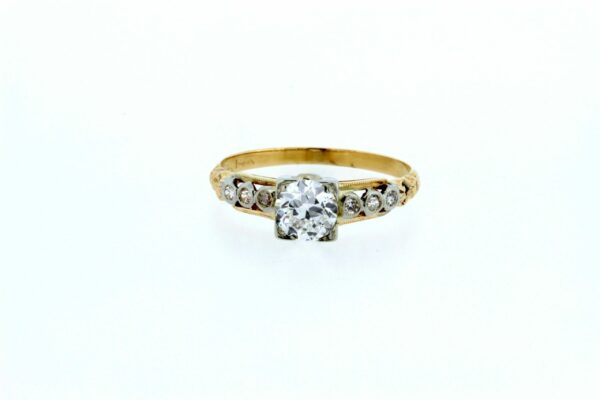 Timekeepersclayton Engraved Old Euro Cut Diamond Two Tone Ring Wedding Engagement