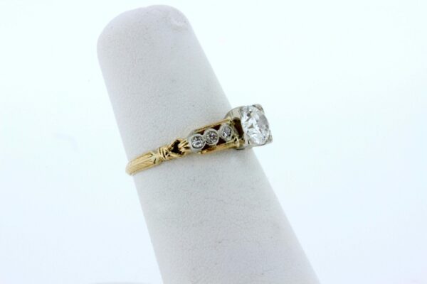 Timekeepersclayton Engraved Old Euro Cut Diamond Two Tone Ring Wedding Engagement