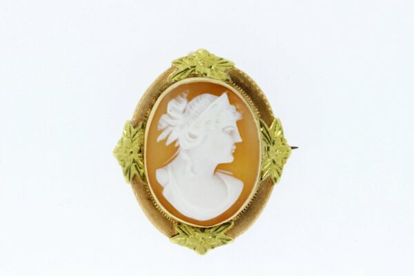 Timekeepersclayton Female Cameo Brooch Pendant Two Tone Yellow and Rose Gold with Flowers