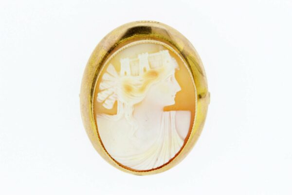 Timekeepersclayton Female Cameo Brooch Pendant with Castle Crown 10K Gold