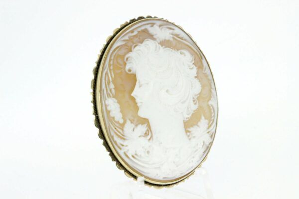 Timekeepersclayton Female Figure Cameo with Pines and Oak Leaves Convertible Brooch Pendant 14K