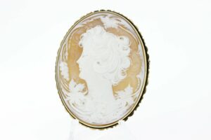 Timekeepersclayton Female Figure Cameo with Pines and Oak Leaves Convertible Brooch Pendant 14K