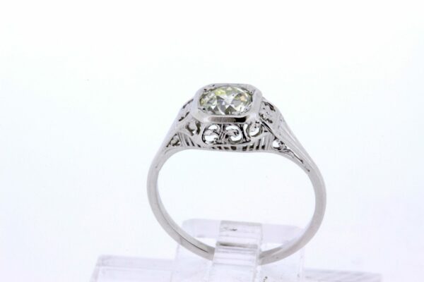 Timekeepersclayton Floral Diamond Solitaire 14K White Gold Ring Filigree and Fluted Sides .70ct+ VS2 K Color