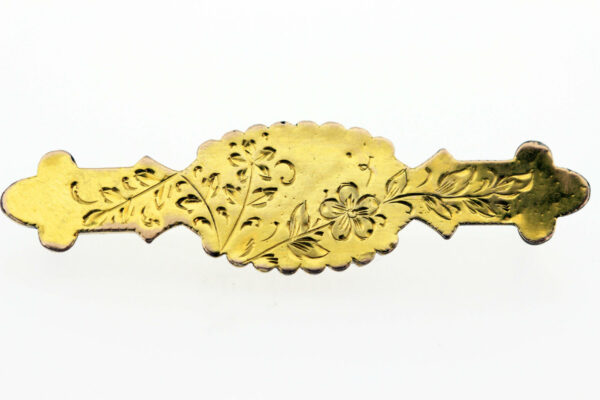 Timekeepersclayton Gold Filled Brooch with Engraved Flowers and Leaves
