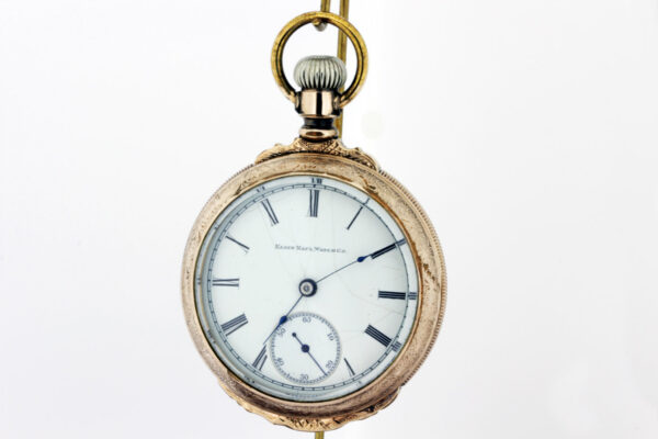Gold Filled Elgin Pocket Watch with Fern Design and Watch Chain