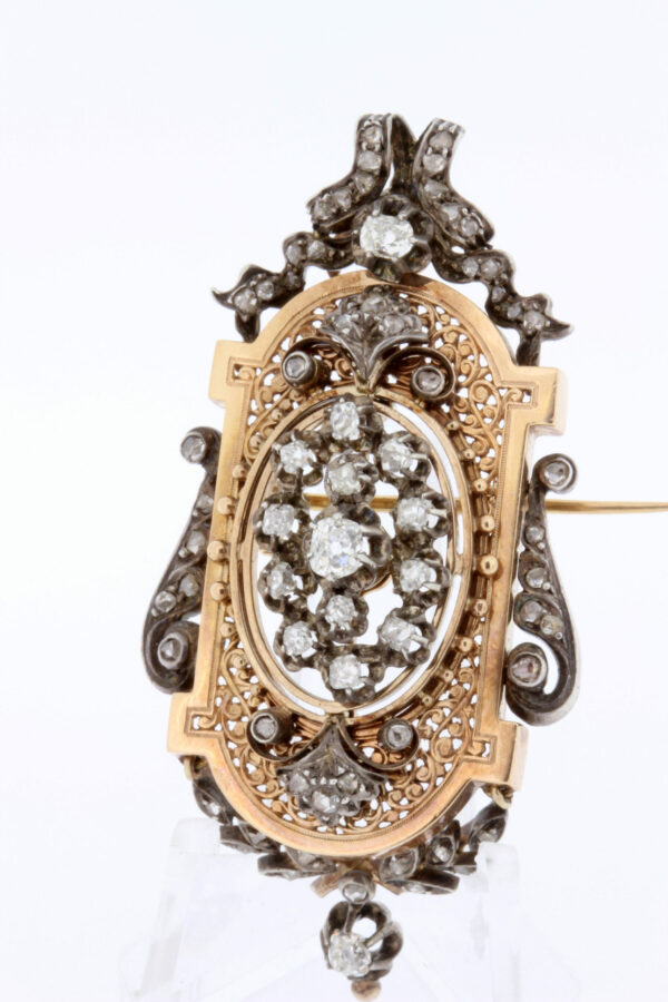Timekeepersclayton Gold and Sterling Silver Vintage Brooch with Diamonds