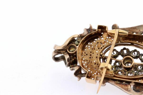 Timekeepersclayton Gold and Sterling Silver Vintage Brooch with Diamonds