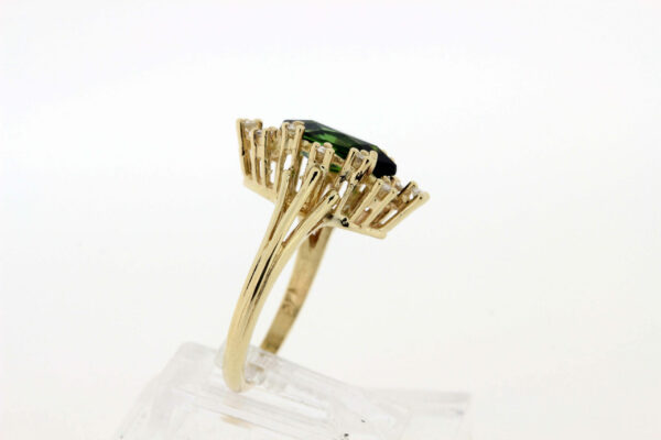 Timekeepersclayton Green Tourmaline Marquise Diamond Ring 14K Gold