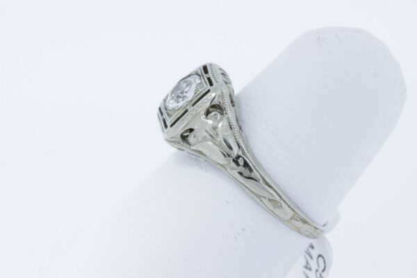 Timekeepersclayton Hand Engraved Tulip Ring with Diamond Center 18K Gold
