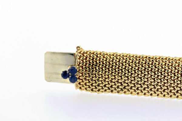 Timekeepersclayton 14K Yellow Gold Blue Sapphire and White Diamond Woven Link Bracelet