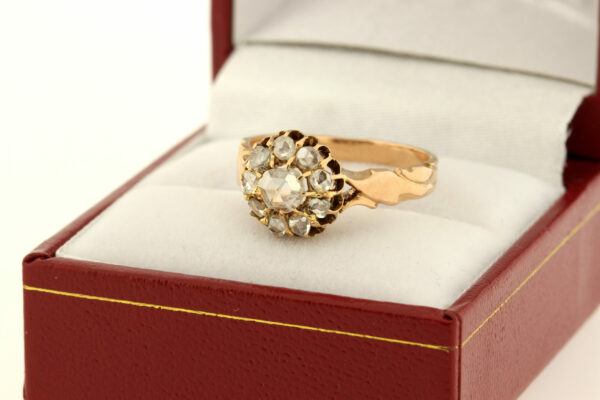 Timekeepersclayton Vintage Gold Rose Cut Diamond Cluster Head Ring