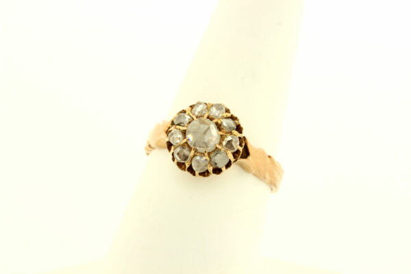 Timekeepersclayton Vintage Gold Rose Cut Diamond Cluster Head Ring