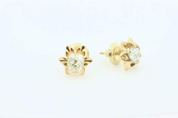 Timekeepersclayton 14K Yellow Gold Vintage Screw back Star Flower Earrings with Diamonds