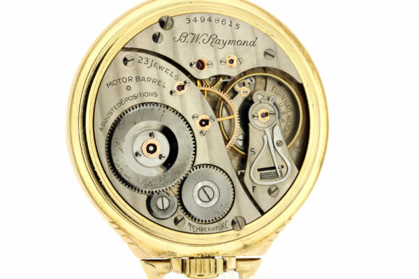 Timekeepersclayton 1934 Vintage Elgin Pocket Watch B.W.Raymond Signed 23 Jeweled Movement 10K Gold Filled Case size 16
