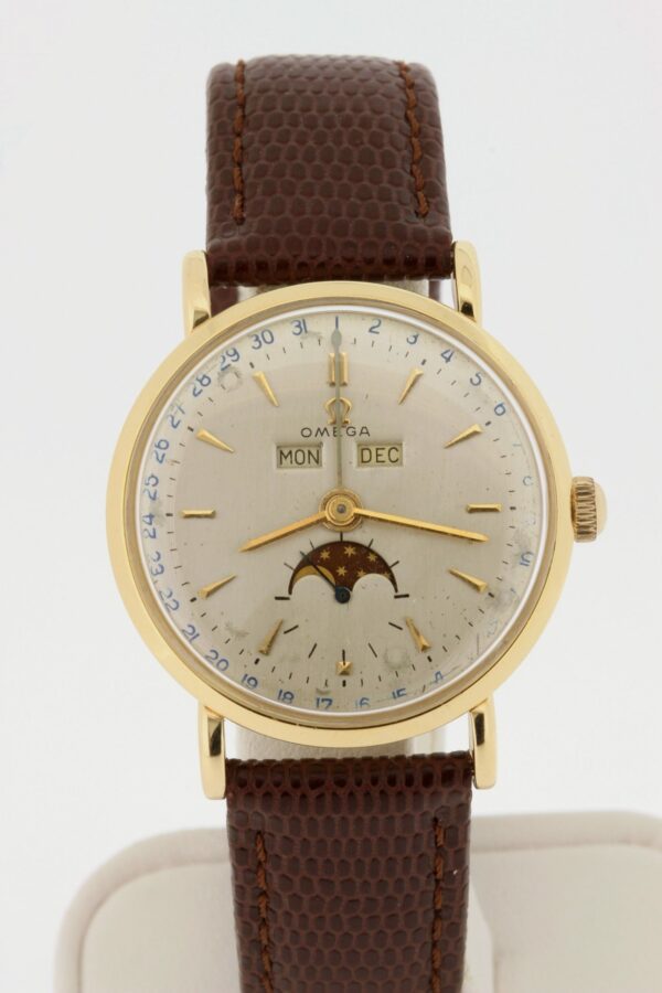 Timekeepersclayton 14K Vintage Omega Wrist Watch with Moon Dial