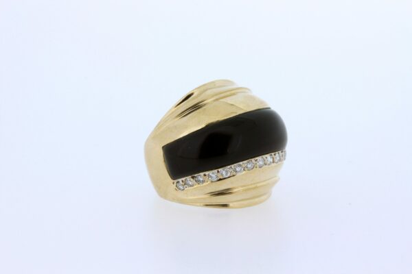 Timekeepersclayton 14K Yellow Gold Ring with Black and White Accents